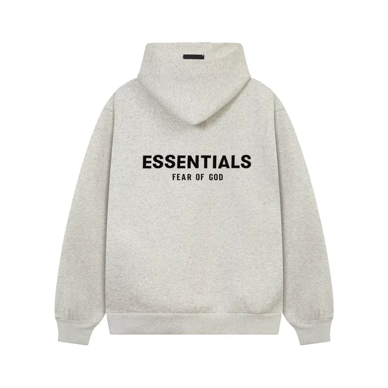 Fear Of God Essentials Back Logo Oversized Hoodie Light Oat Heather