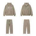 Fear Of God Essentials Hot Stamped Double‑Line Hoodie Sweatpants 2‑Pieces Tracksuit Set Taupe