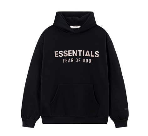 Fear Of God Essentials Hot Stamped Large Logo Pullover Hoodie Black