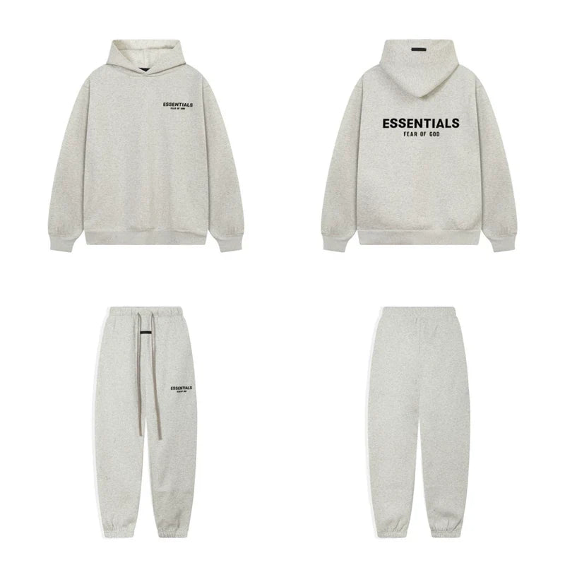 Fear Of God Essentials Hoodie Sweatpants Tracksuit Set Light Heather Grey